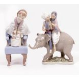 A LLADRO PORCELAIN FIGURINE model number 5352 'Hindu Children', 24cm high together with a Lladro