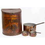 A PAINTED TOLEWARE CAFE TORREFFIE CHAPERON ROUGE TIN 51cm in height together with a 19th century