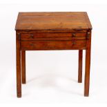 AN ANTIQUE PINE CLERK'S DESK the fall front enclosing a fitted interior over two long drawers 79.5cm