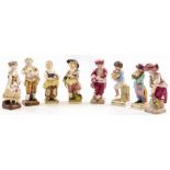 EIGHT LATE 19TH CENTURY SITZENDORF AND OTHER PORCELAIN FIGURINES all approximately 10cm high