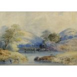 MARIANNE MORDAUNT A river landscape, pencil sketch 20cm x 32cm, John Varley, landscape with