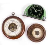 A SPANISH CIRCULAR WALL HANGING ANEROID BAROMETER the paper dial signed Antigua Cassa Rosell of
