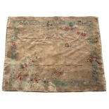 A CHINESE CREAM GROUND SMALL CARPET with foliate decoration, 157cm x 297cm together with a small