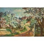 20TH CENTURY ENGLISH SCHOOL 'Country House', oil on canvas, indistinctly signed lower right,