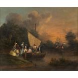 A. BISSON (19TH CENTURY) The Boating Party, oil on canvas, 52cm x 63cm