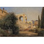 ALFRED EDWARD CHALON (1780-1860) Spanish Gardens, a watercolour, signed 17cm x 25cm, mounted and