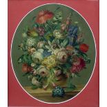 A 20TH CENTURY CONTINENTAL SCHOOL STILL LIFE OF FLOWERS on copper, unsigned, 30cm x 26cm