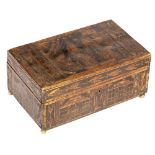 AN EARLY 19TH CENTURY NAPOLEONIC PRISONER OF WAR STRAW WORK BOX the lid decorated with a sailing