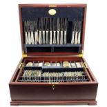 A HARRODS KNIGHTSBRIDGE SILVER CANTEEN OF CUTLERY serves twelve, in a fitted case, some losses