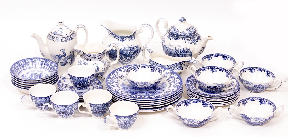 A SELECTION OF BLUE AND WHITE PART DINNER SERVICES to include Broadhurst Balmoral, Yuan by Wood &