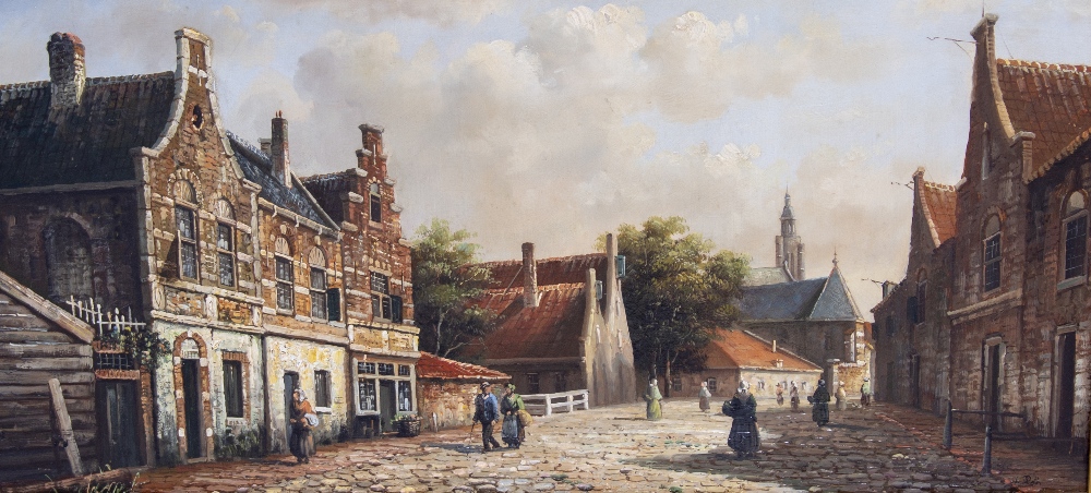 L. ROTH A pair of continental street scenes, oil on board, 23cm x 49cm - Image 2 of 2