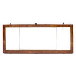 A WALNUT FRAMED TRIPLE PLATE WALL MIRROR 47cm x 117cm