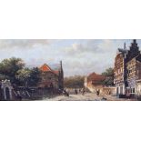 L. ROTH A pair of continental street scenes, oil on board, 23cm x 49cm