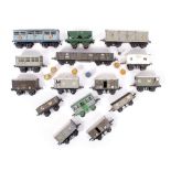 A GROUP OF 15 PIECES OF GREAT WESTERN RAILWAY ROLLING STOCK, milk wagons, open trucks etc (15)