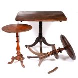 A REGENCY OAK TILT TOP CENTRE TABLE 93cm wide, a Victorian mahogany occasional table and a