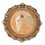 AN ANTIQUE CARVED GILTWOOD CIRCULAR FRAME with scrolling acanthus leaf form 74cm diameter