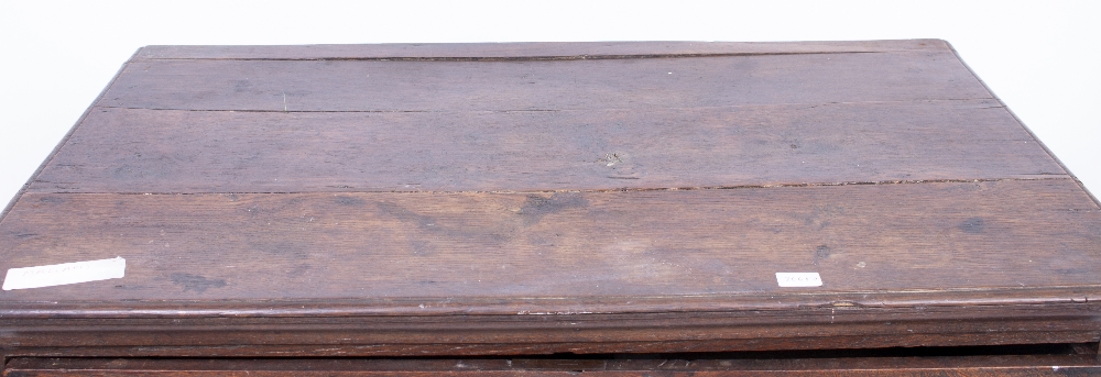 AN 17TH CENTURY OAK CHEST of three long drawers raised on bracket feet 94cm wide x 57cm deep x - Image 2 of 2