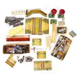 A COLLECTION OF HORNBY TIN PLATE 'O' GAUGE TRACKSIDE ITEMS to include foot bridge, level