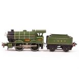 A HORNBY 'O' GAUGE ELECTRIC 0-4-0 LNER LOCOMOTIVE AND TENDER NUMBER 1368 30cm long