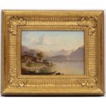 19TH CENTURY SCHOOL A set of five oil paintings depicting alpine lakeland views, each 11cm x 16cm (