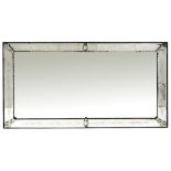 A LARGE VENETIAN STYLE MIRROR with etched mirror plate border 154cm x 92cm