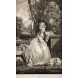 A PAIR OF DECORATIVE ENGRAVINGS of 18th Century ladies, one after Coates, the other after