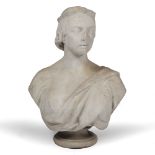 MATTHEW NOBLE (1818-1876) Marble bust of Queen Victoria on a turned socle, signed M. Noble London