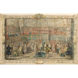 A SET OF EIGHT 18TH CENTURY HAND COLOURED ENGRAVINGS depicting Aristocrats and Dignitary 52cm x