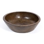 A LARGE FRENCH TREEN BOWL 67cm wide overall x 17cm high