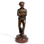 JEAN GARNIER (1853-1910) 'Dancing Sailor', bronze sculpture on a red marble turned base, stamped