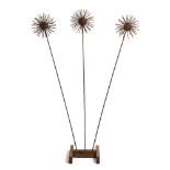 THREE SCULPTURES created with nails, of flower head form, 169cm high