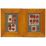 A PAIR OF MAPLEWOOD FRAMED MOUNTED WAX SEALS each frame 23cm wide x 29.5cm high (2)