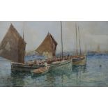 FREDERICK MASSEY (19TH / 20TH CENTURY) Fishing boats at anchor, signed and dated 1920,