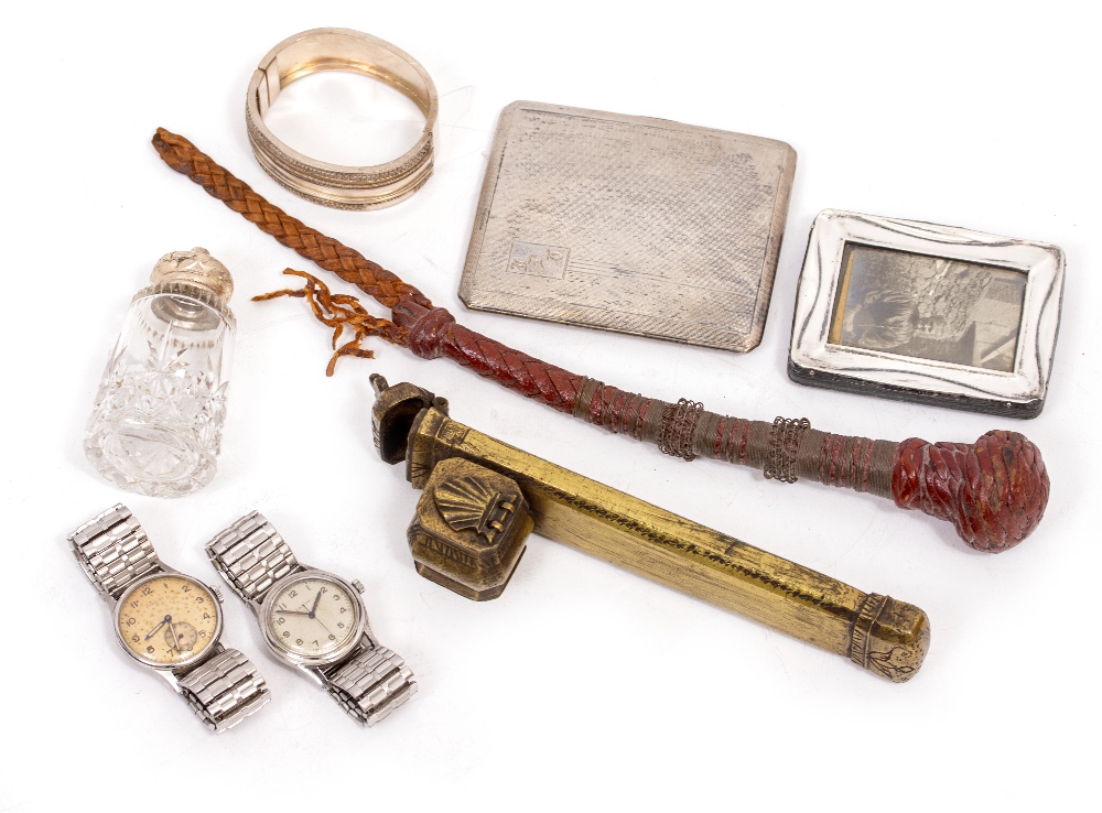 A SILVER CIGARETTE CASE, a Longines steel cased pocket watch together with a Baume steel cased - Image 3 of 3