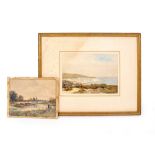FRED BROWN watercolour of a coastal landscape, 25cm x 35cm together with a further watercolour by