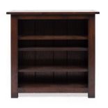 A FLOOR STANDING OAK BOOKCASE with open front and adjustable shelves, 91cm wide x 28cm deep x 86cm