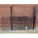 A PAIR OF BLACK PAINTED WROUGHT IRON DRIVEWAY GATES each gate 175.5cm wide x 94cm high together with