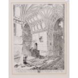 A PRINT AFTER JOHN SELL COTMAN depicting the Abbey Church of St Georges de Bocherville, 26.5cm x