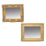 TWO GILT FRAMED WALL MIRRORS each with bevelled glass, the largest 46cm x 58cm (2)