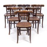 A SET OF SIX MID TO LATE 20TH CENTURY BENTWOOD KITCHEN CHAIRS with curving backs, 47.5cm wide x 76cm