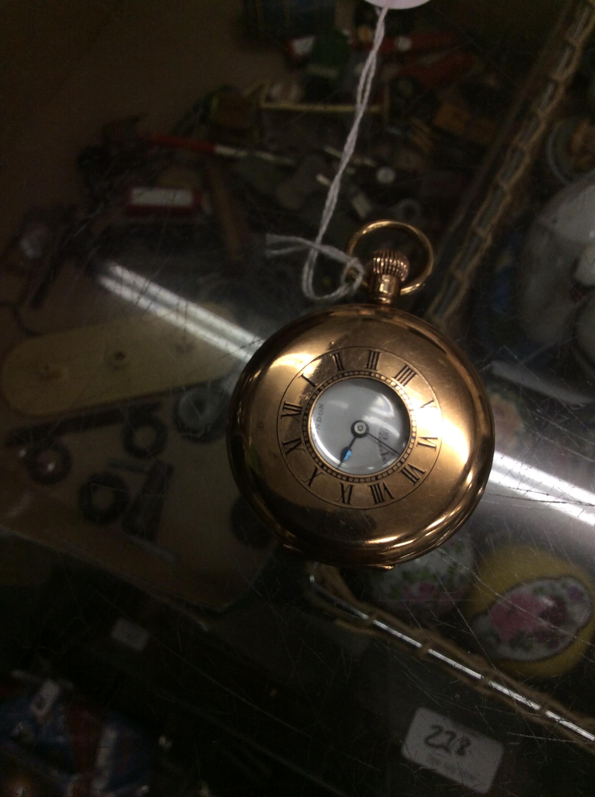 A 9 CARAT YELLOW GOLD BENSON HALF HUNTER POCKET WATCH with white enamel dial and subsidiary dial - Image 7 of 7