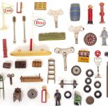 A COLLECTION OF HORNBY AND OTHER PLATFORM ACCESSORIES to include tin luggage and other items,