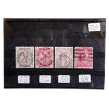 A SET OF FOUR QUEEN VICTORIA AND KING EDWARD VII STAMPS to include 5 shillings and 2/6d and