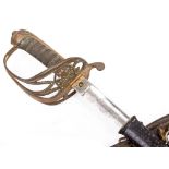 A LATE 19TH CENTURY BRITISH INFANTRY OFFICERS SWORD the brass hilt with a Victorian cipher and