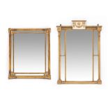AN 18TH CENTURY STYLE WALL MIRROR, 92cm high x 64cm overall, and one other mirror (2)