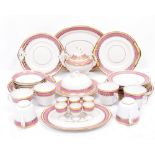 A VICTORIAN PORCELAIN TEA SERVICE with pink and gilded decoration to include six cups and saucers,