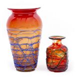 A MDINA RED GLASS VASE 14cm high and a possibly Maltese glass vase (2)