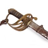 A 19TH CENTURY BRITISH INFANTRY OFFICERS SWORD with a fish skin grip, etched blade signed Henry