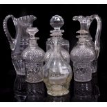 A QUANTITY OF ANTIQUE GLASSWARE to include finger bowls and decanters