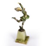 IN THE MANNER OF FERDINAND PREISS A cast coloured spelter and ivorine figure of a dancing girl,